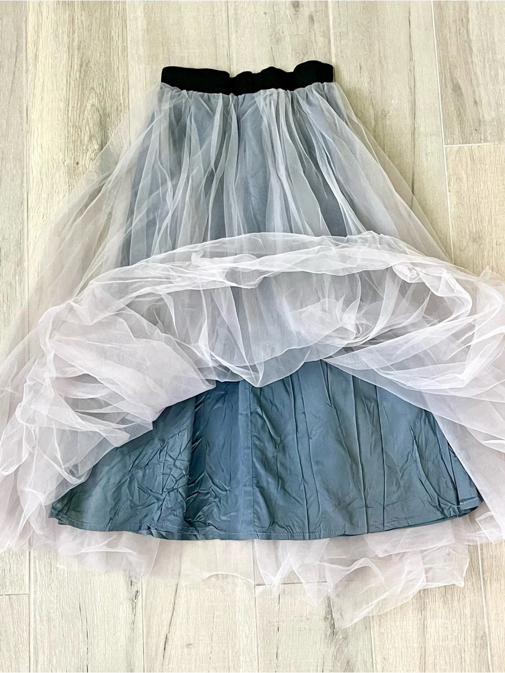 CARAMEL FS Gray Tulle Midi Skirt XS | Fairycore Balletcore Layered Mesh Skirt